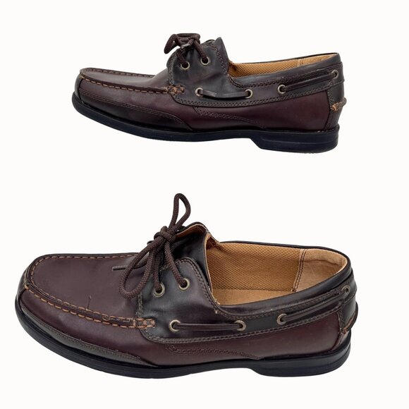 Dexter Mens Brown Leather Boat Shoes Size 7.5 - Picture 2 of 9